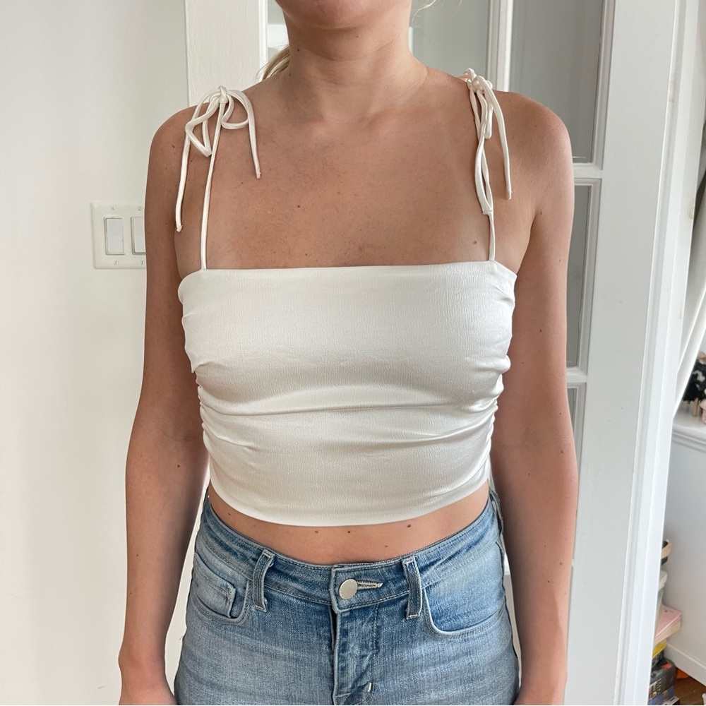 Zara white crop top